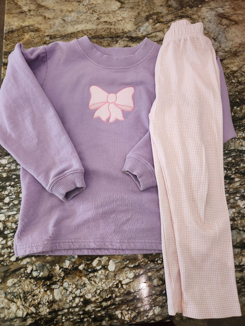 Girls Lavender Bow Set with Pink Leggings
